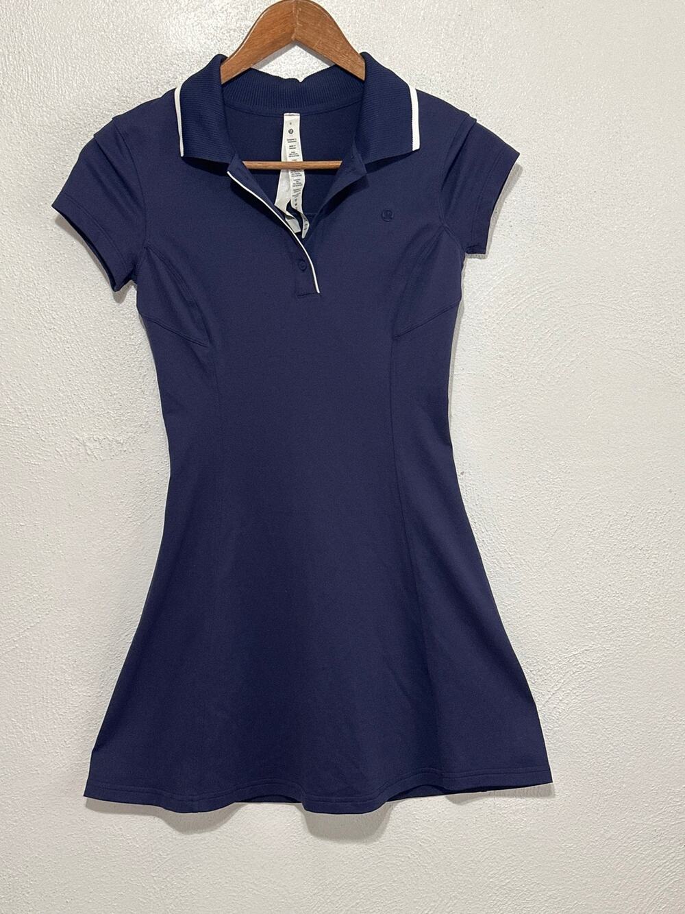 Lululemon Short Sleeve Polo Tennis Dress 0 Navy Blue Pickle Ball Sporty Preppy